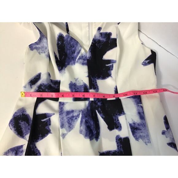 Lulus Ivory Blue Floral Print V Neck Sleeveless Dress Size M - Picture 6 of 10